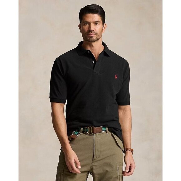Polo Ralph Lauren Black The Iconic Mesh Polo Shirt Mens Size Medium - Picture 1 of 6
